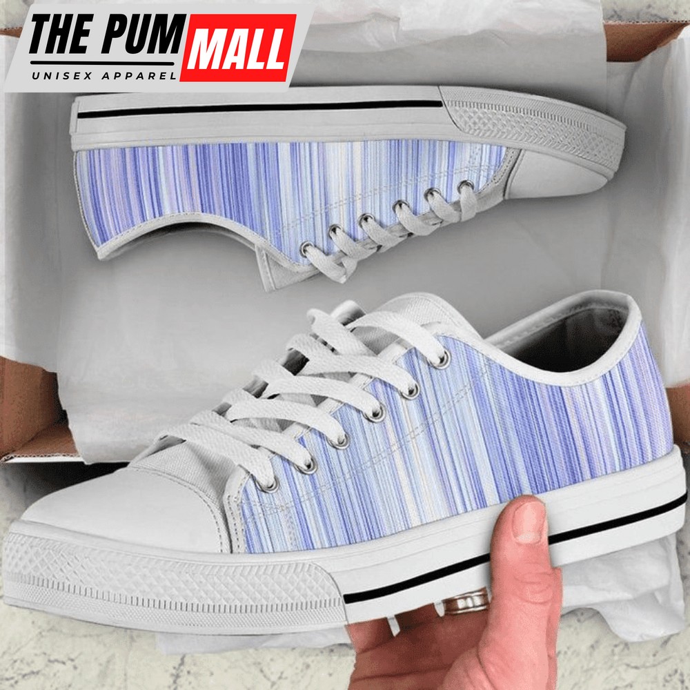 Blue Purple Stripes Abstract Art Low Top Shoes PN205250Sb