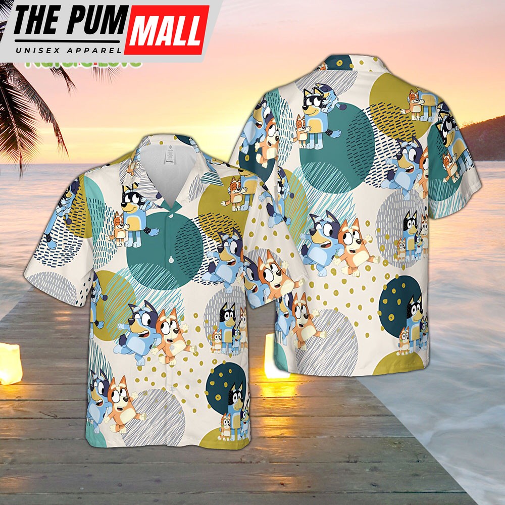 Bluey Bingo Hawaiian Shirt Bluey Birthday Party Cartoon Father’s Day Gift