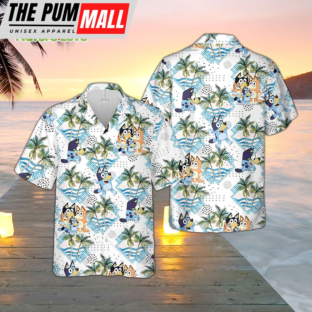 Bluey Dad Family Hawaiian Shirt Bluey Characters Birthday Father’s Day Gift