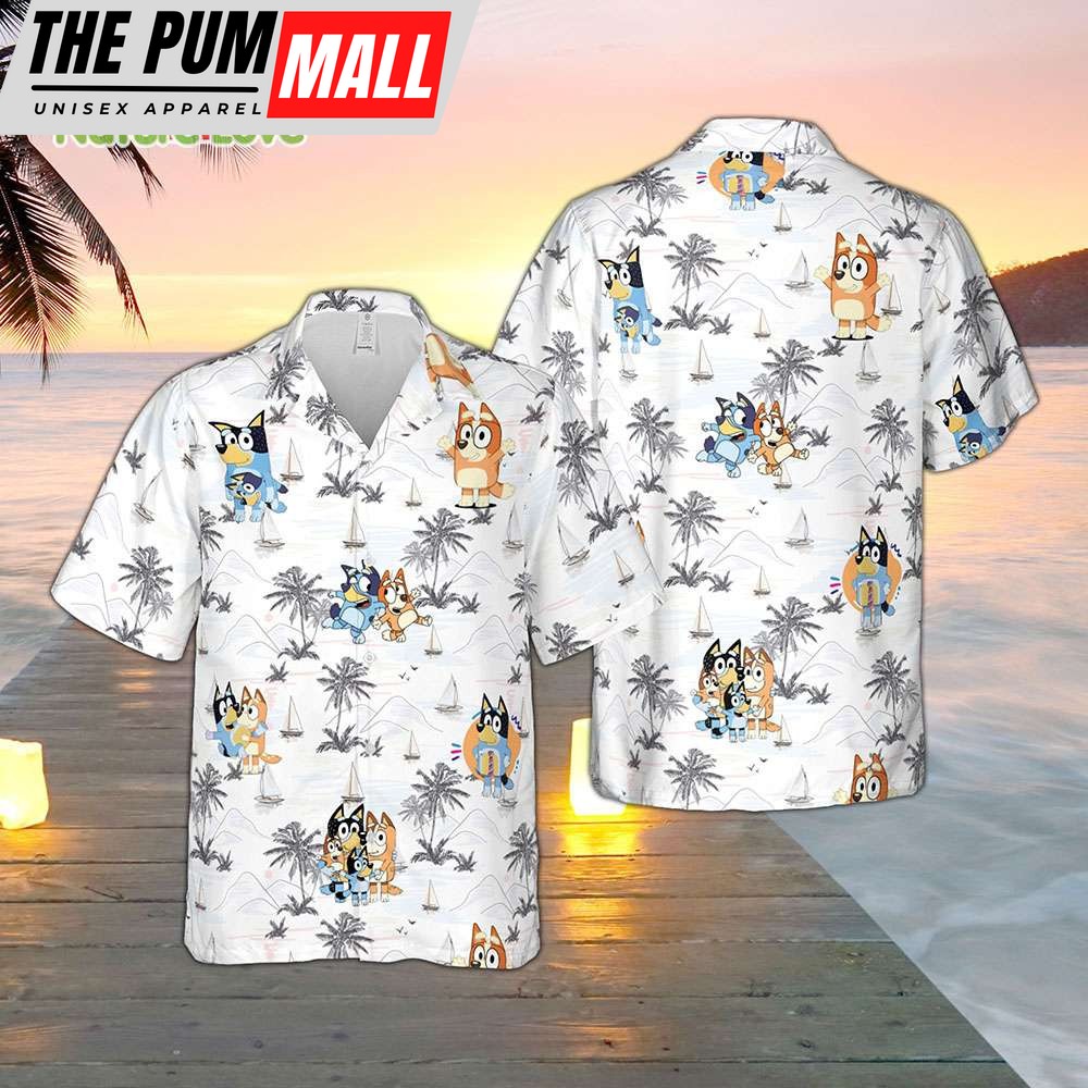Bluey Dad Funny Hawaiian Shirt Bluey Family Summer Gift for Dad