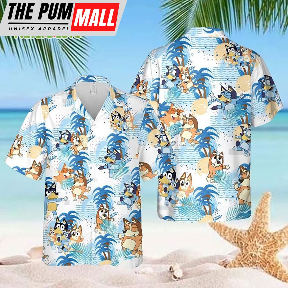 Bluey Happy Family Beach Hawaiian Shirt Father’s Day Gift