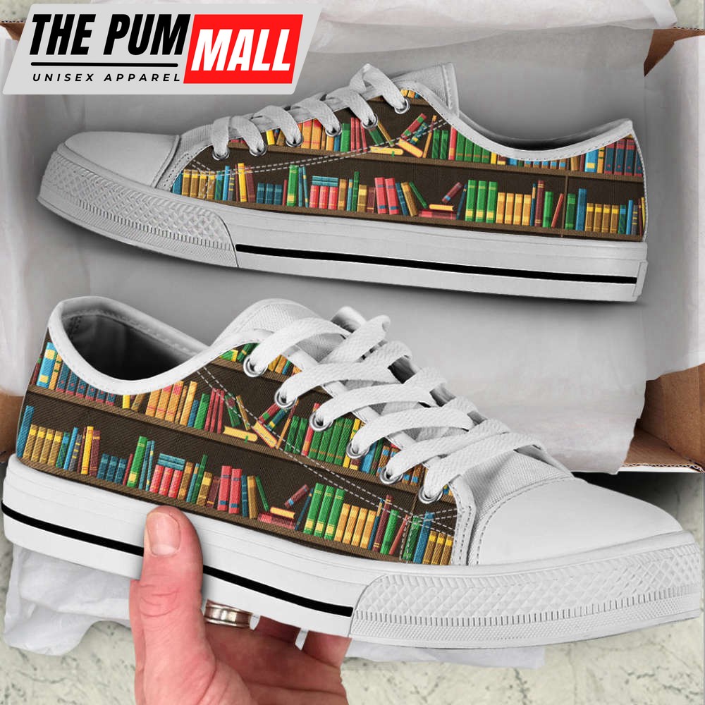 Book Shelf Color Low Top Shoes Canvas Print Lowtop Casual Trendy Fashion