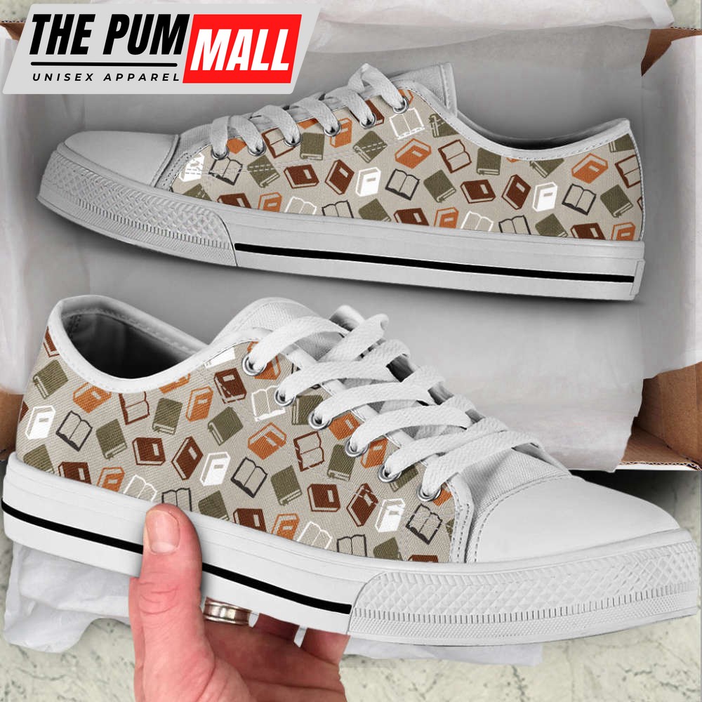 Books Pattern SK Low Top Shoes: Canvas Print Casual Fashion Gift