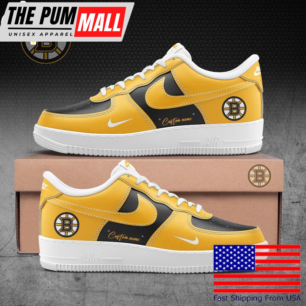 Boston Bruins Unceasing footsteps, passion leads the way Custom name Air Force 1 Shoes, Best Sneakers For Walking