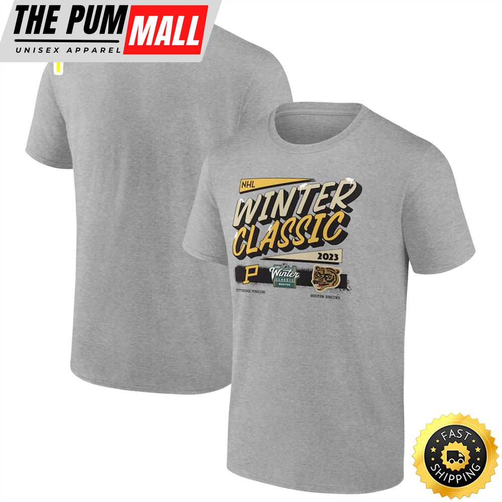 Boston Bruins vs. Pittsburgh Penguins Branded 2025 NHL Winter Classic Matchup Event Heather Gray T-shirt