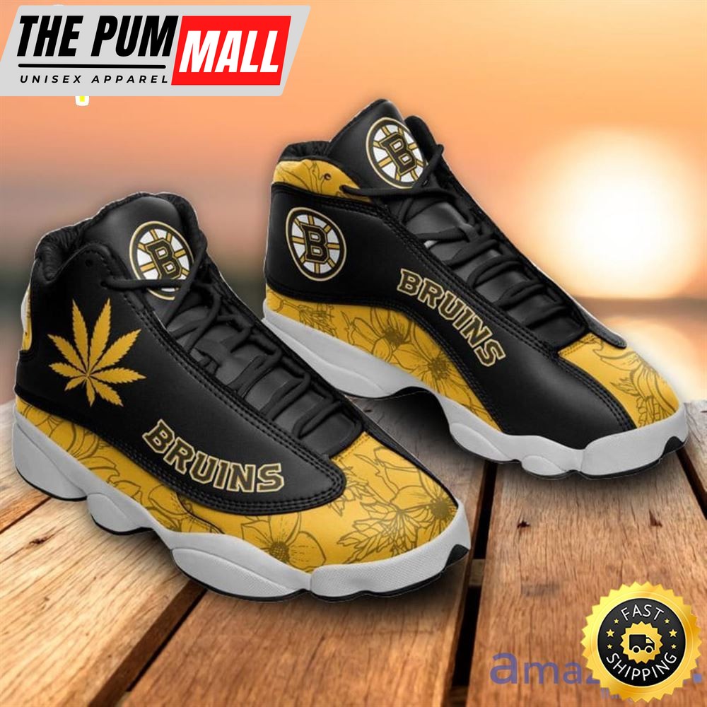 Boston Bruins Weed Pattern Air Jd 13 Shoes For Fans