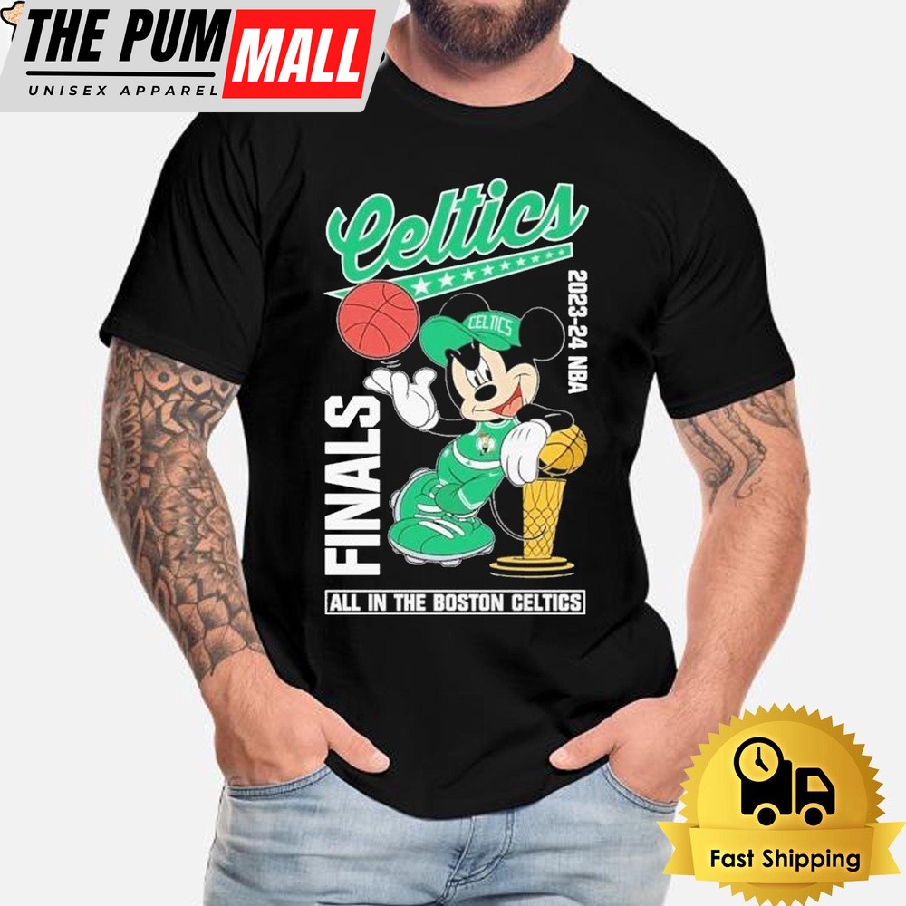 Boston Celtics 2023-2024 Finals All In The Boston Celtics Disney Vintage Mickey T-Shirt