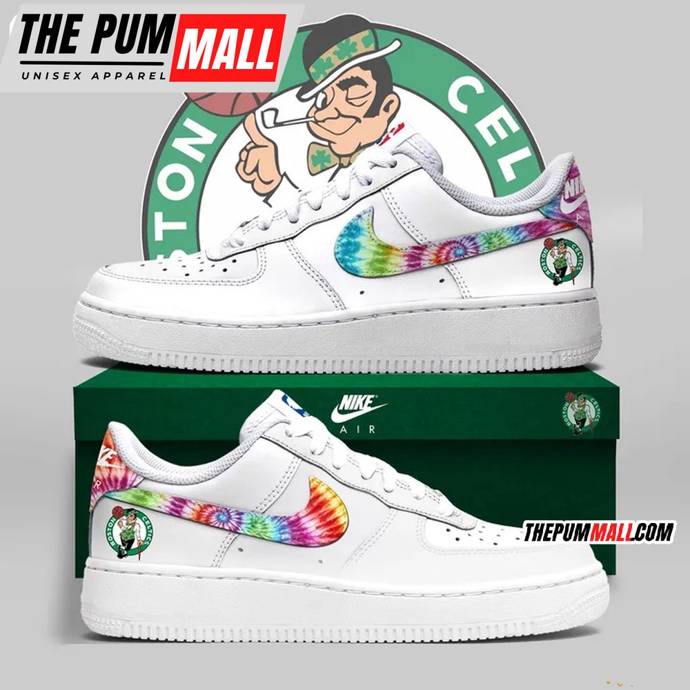 Boston Celtics Bill Walton Tie Dye Style Air Force 1 Sneaker Shoes