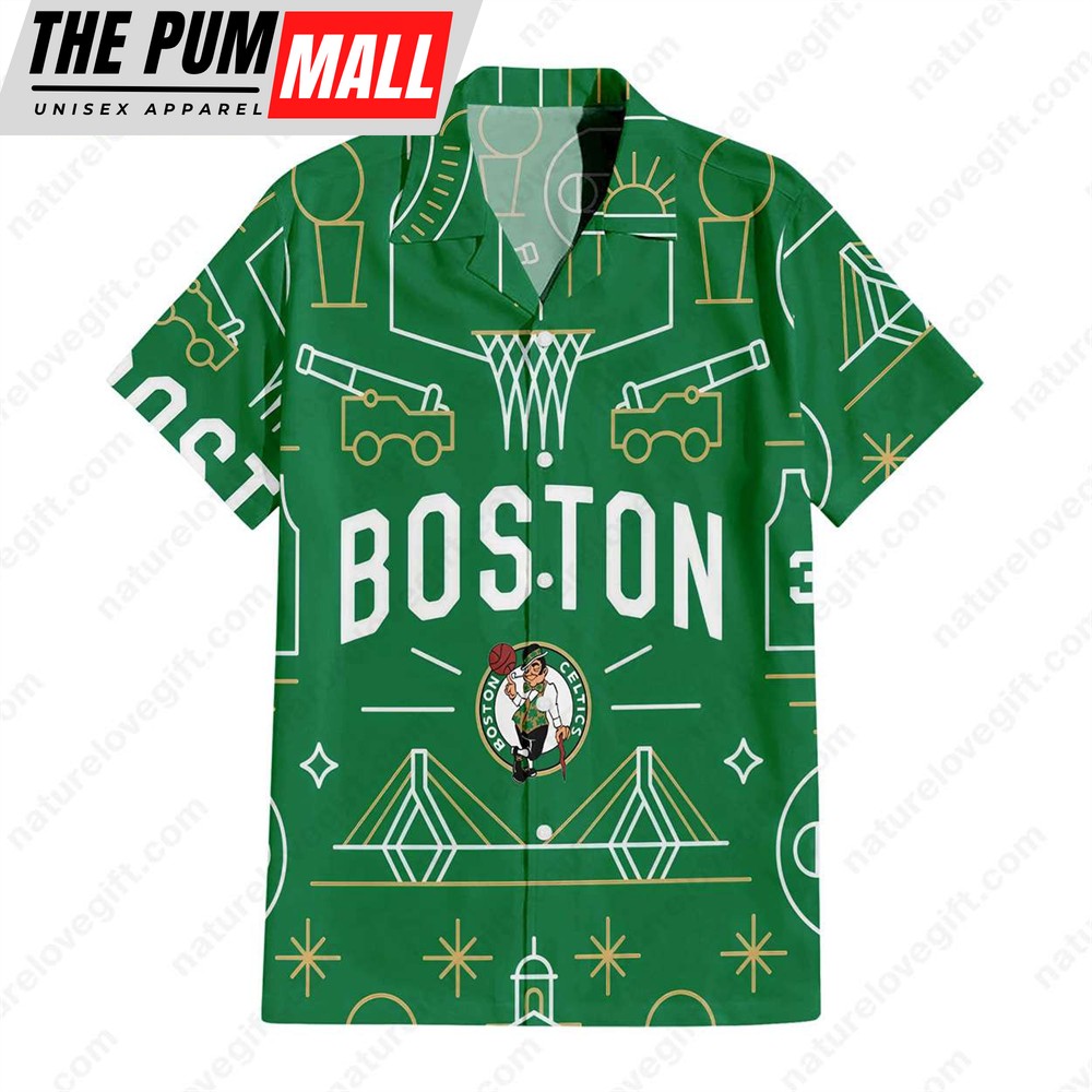 Boston Celtics Geometric Style Hawaiian Shirt