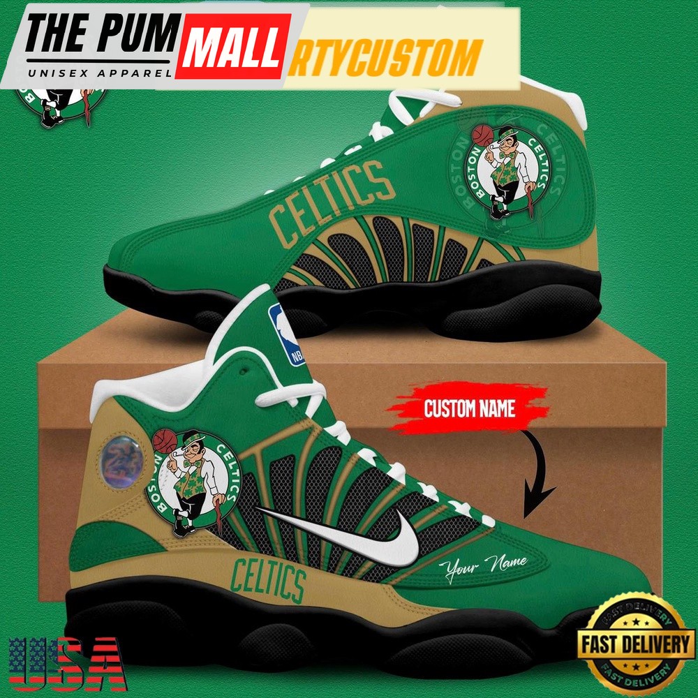 Boston Celtics Go Celtics 2024 Custom Name Air Jd 13 Shoes Running Sneakers For Womens