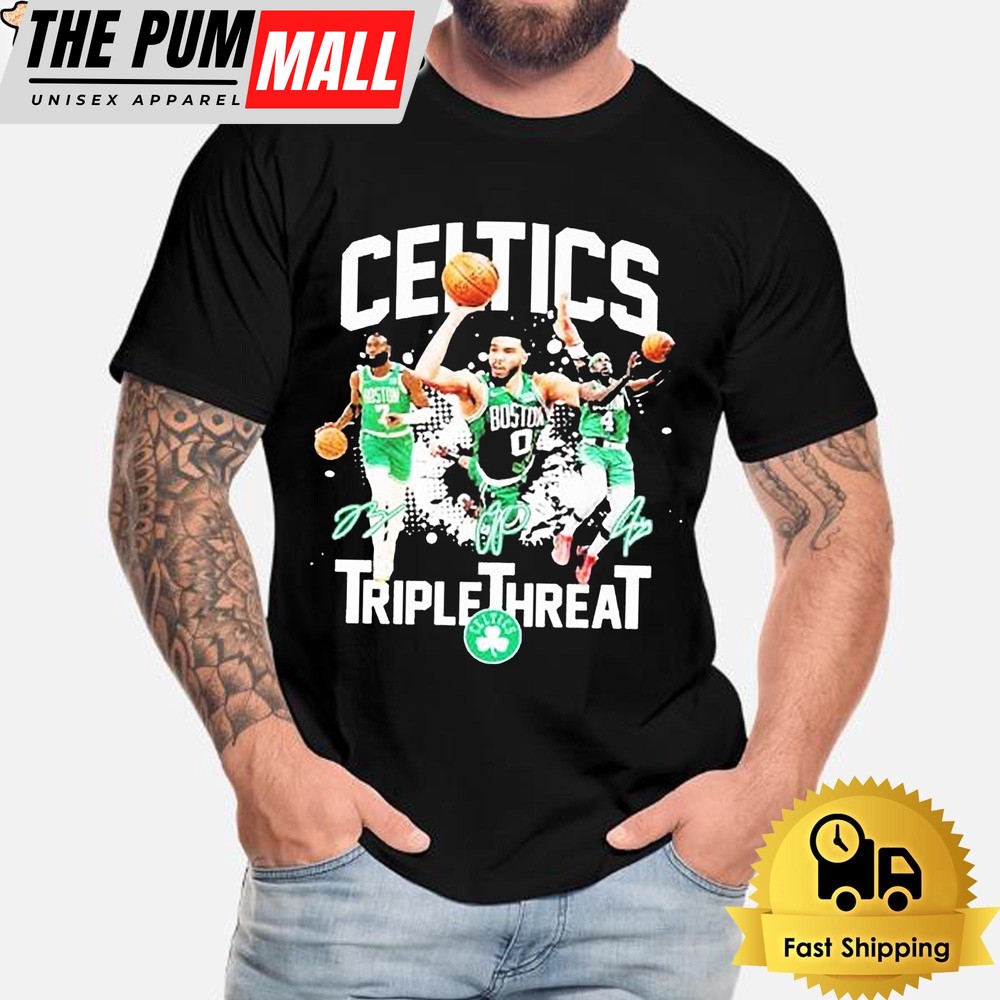 Boston Celtics Jrue Holiday Jayson Tatum Jaylen Brown The Triple Threat T-Shirt