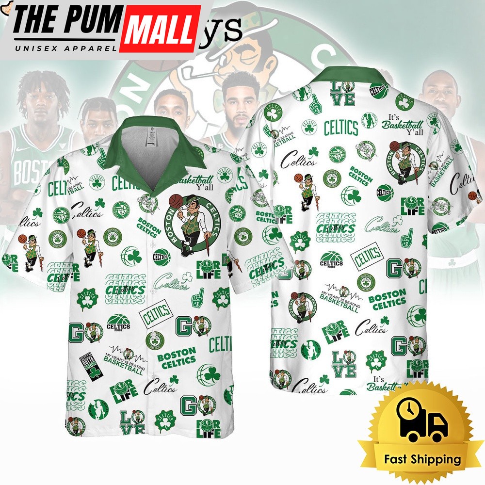 Boston Celtics NBA Champions Pattern Hawaiian Shirt