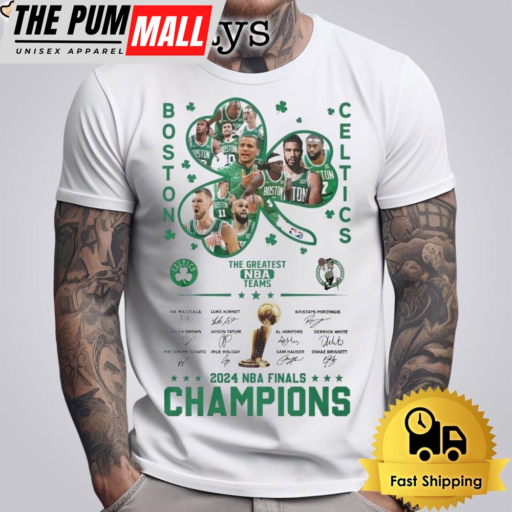 Boston Celtics The Greatest NBA Teams 2024 NBA Finals Champions Signatures Unisex T-Shirt