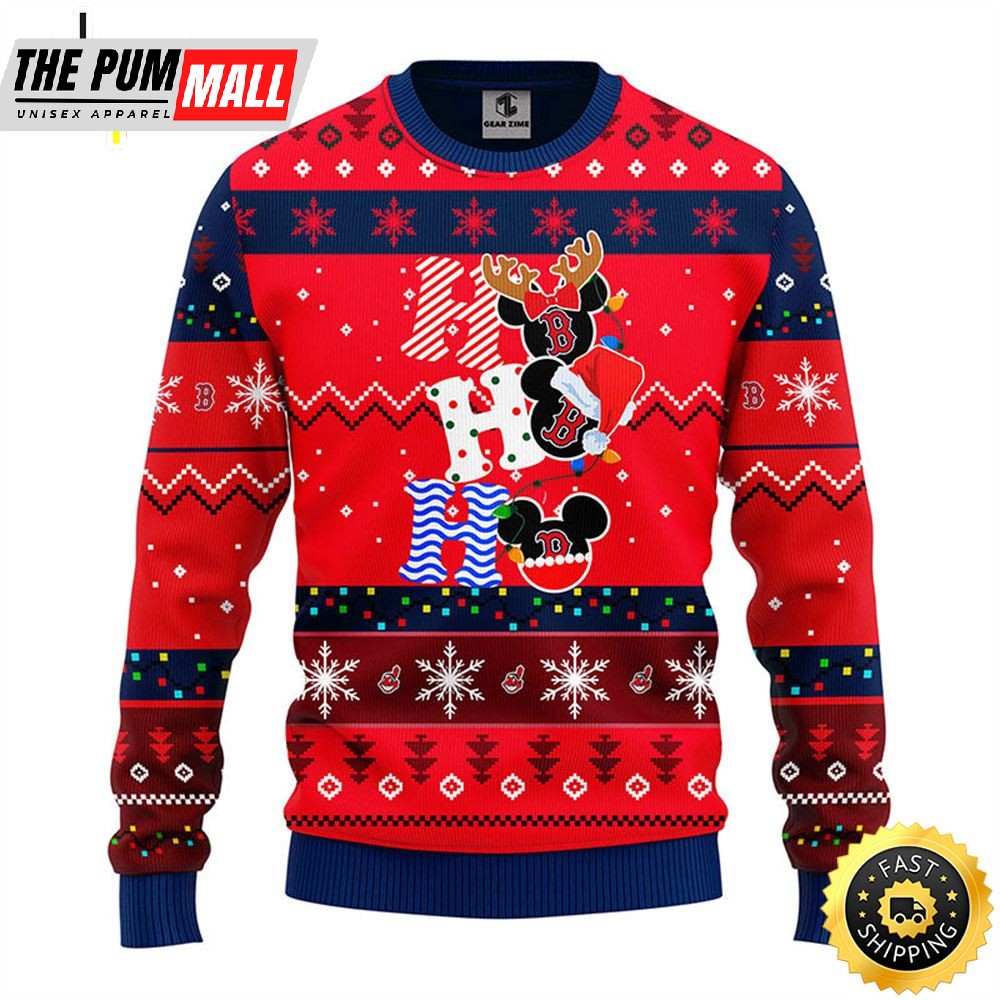 Boston Red Sox Hohoho Mickey Christmas Ugly Sweater