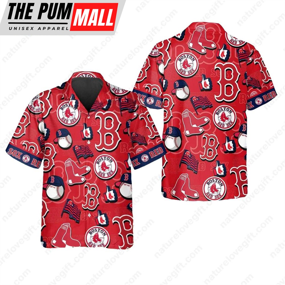 Boston Red Sox Logo Summer Hawaiian Shirt MLB Gift for Fans