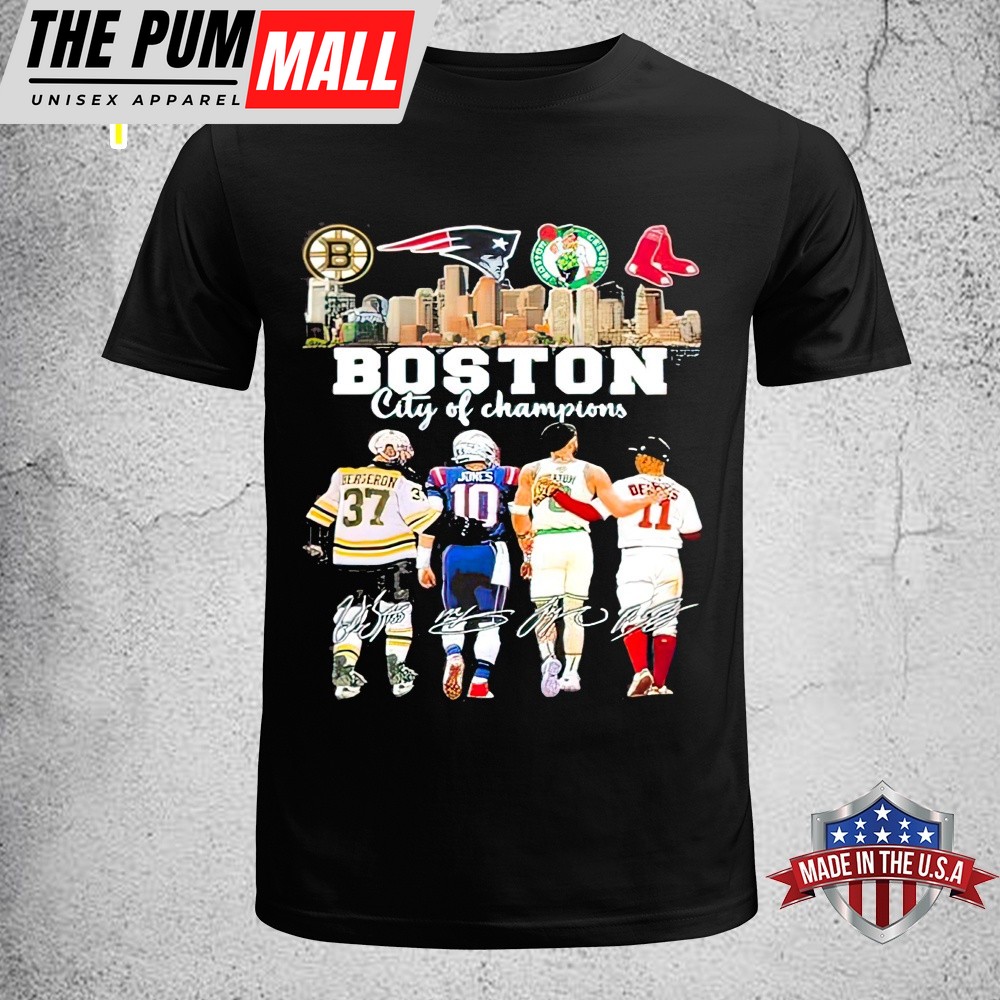 Boston Sports Teams City Of Champions Bergeron Jones Tatum And Devers Unisex T-Shirt