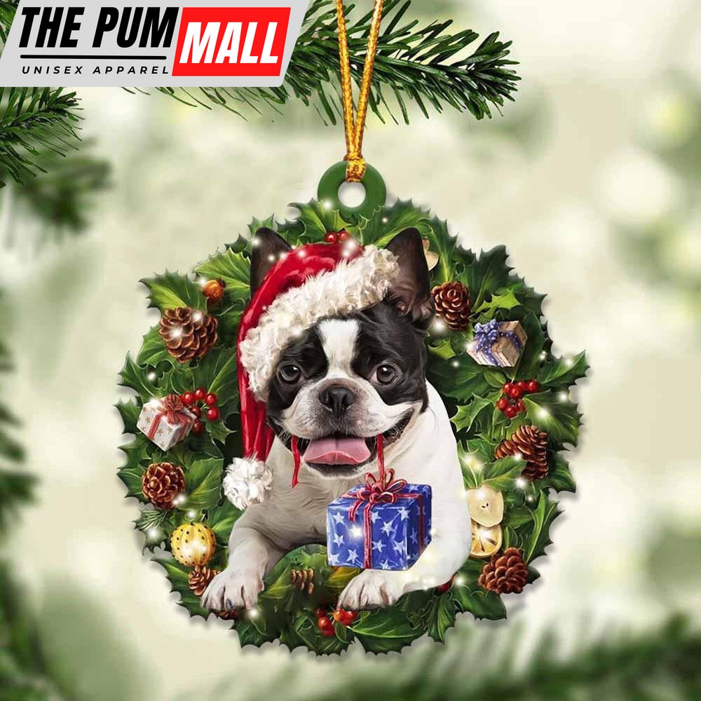 Boston Terrier And Christmas Ornament – Acrylic Dog Ornament – Gifts For Dog Lovers Limited Edition
