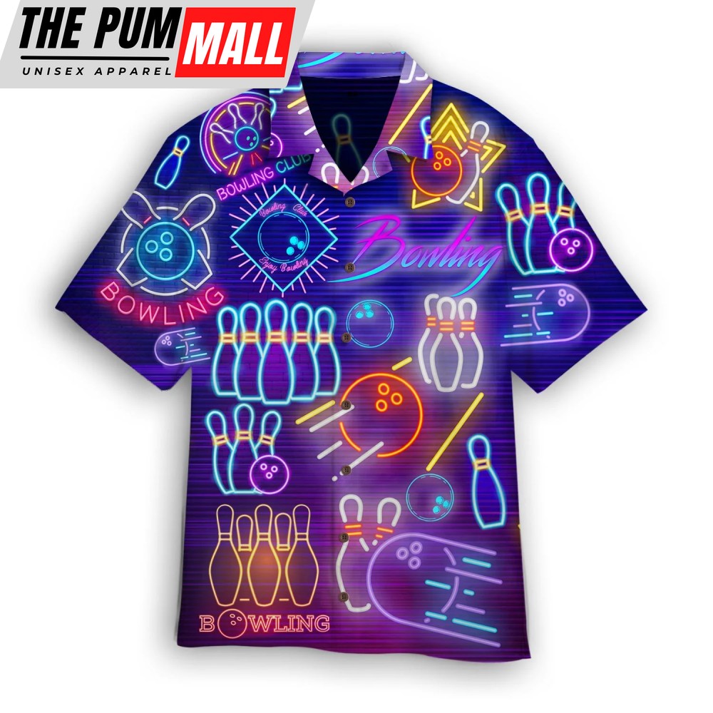 Bowling Club Neon Hawaiian Shirt For Unisex Adult Gift