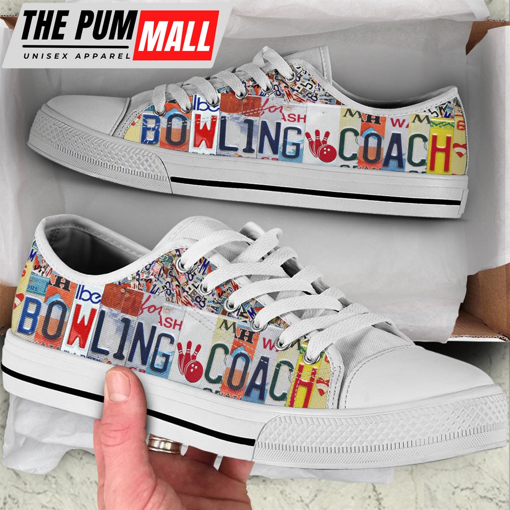 Bowling Coach License Plates Low Top Shoes – Canvas Print Lowtop Fashionable – Casual Shoes Gift For Adults Malalan