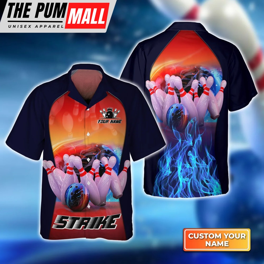 Bowling Game Strike Rot 3D Hawaiian Shirt – Men Women Team