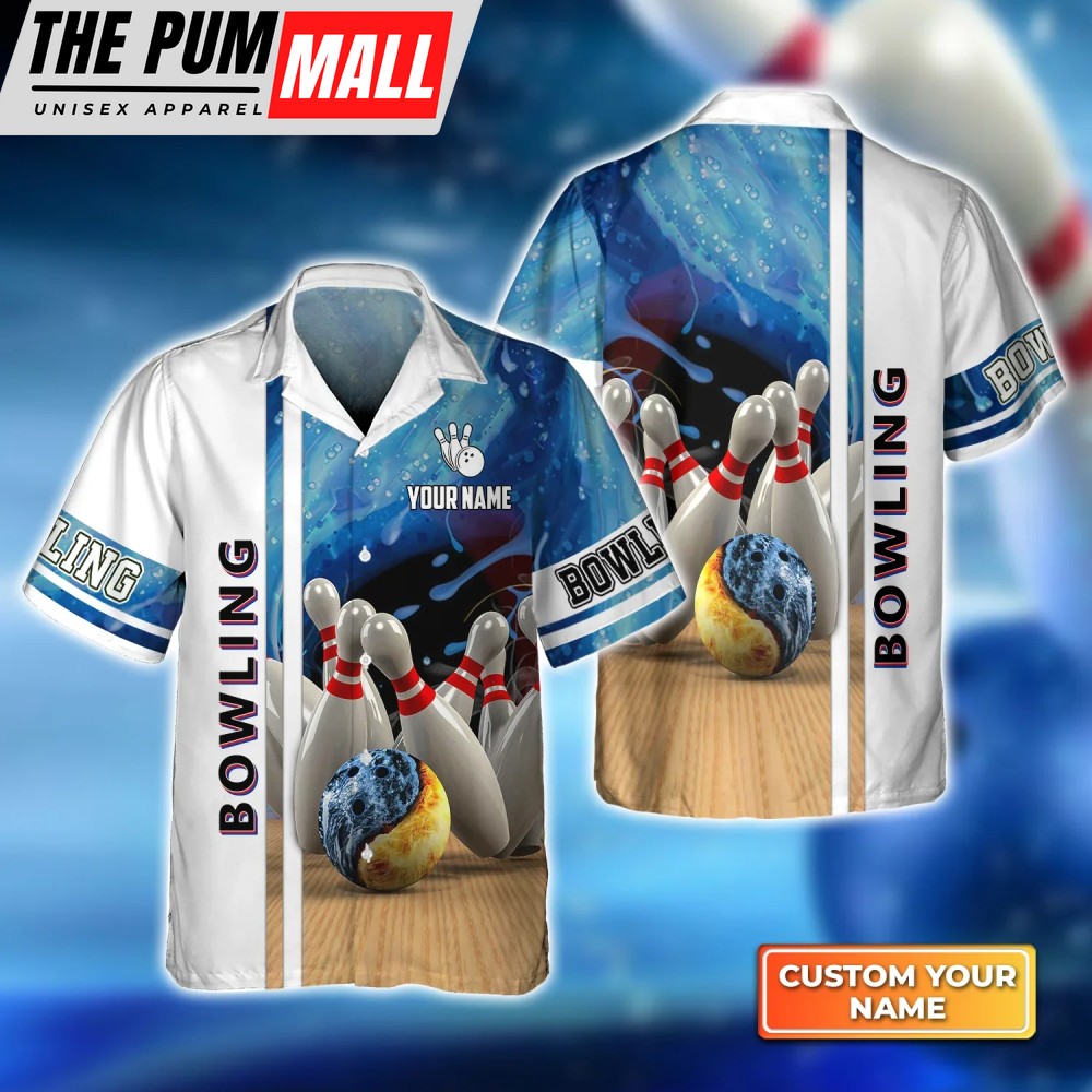 Bowling Hawaiian Shirt For Bowling Gift Team shirt, Bowling Strike In Water Hawaiian Shirt