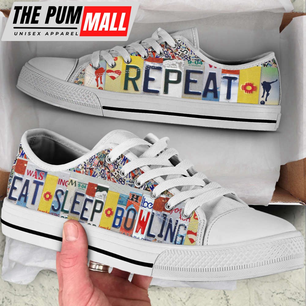 Bowling License Plates Low Top Shoes – Fashionable Canvas Print