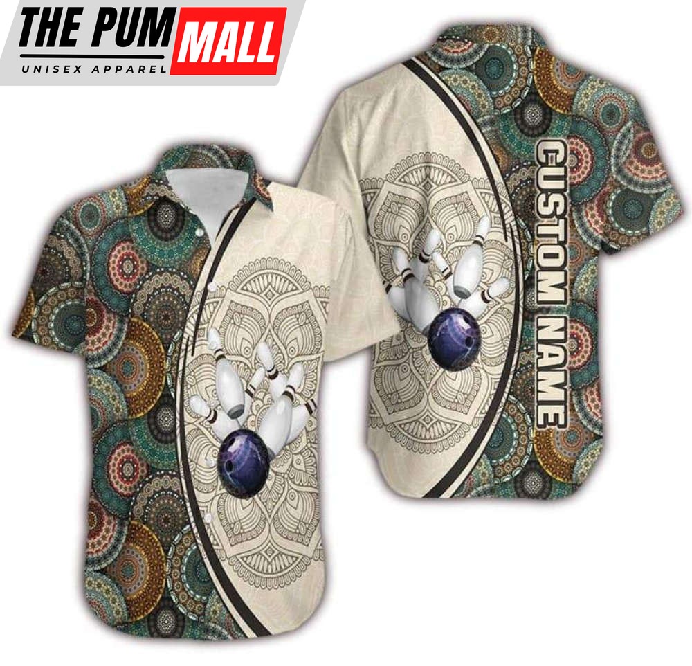 Bowling Mandala Custom Name Hawaiian Shirt Unisex Men HN2583