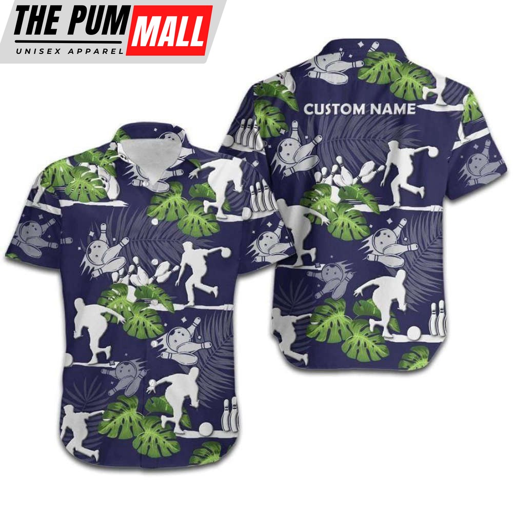 Bowling Player Tropical Floral Custom Name Hawaiian Shirt For Unisex Gift