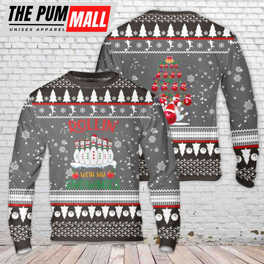 Bowling Rolling With My Snowmies Christmas Sweater Christmas Gift Day