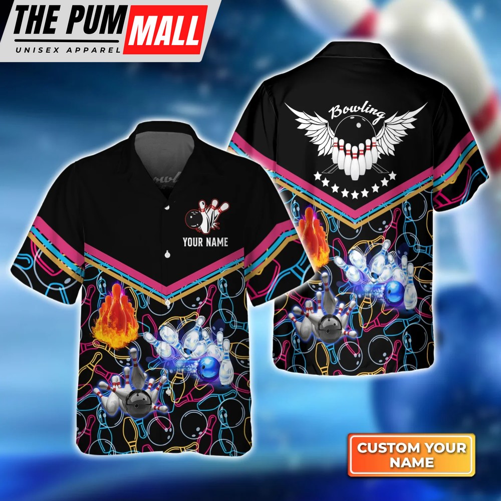 Bowling Strike Abstract Colorful hawaiian shirt Bowling Hawaiian Shirt For Unisex Bowling Team shirt