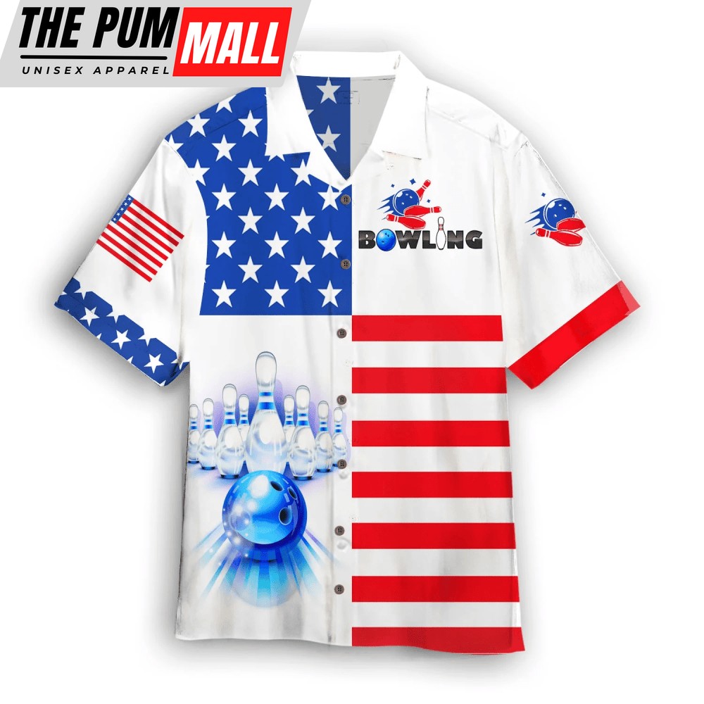 Bowling Team American Flag Hawaiian Shirt For Unisex Adult WT1185