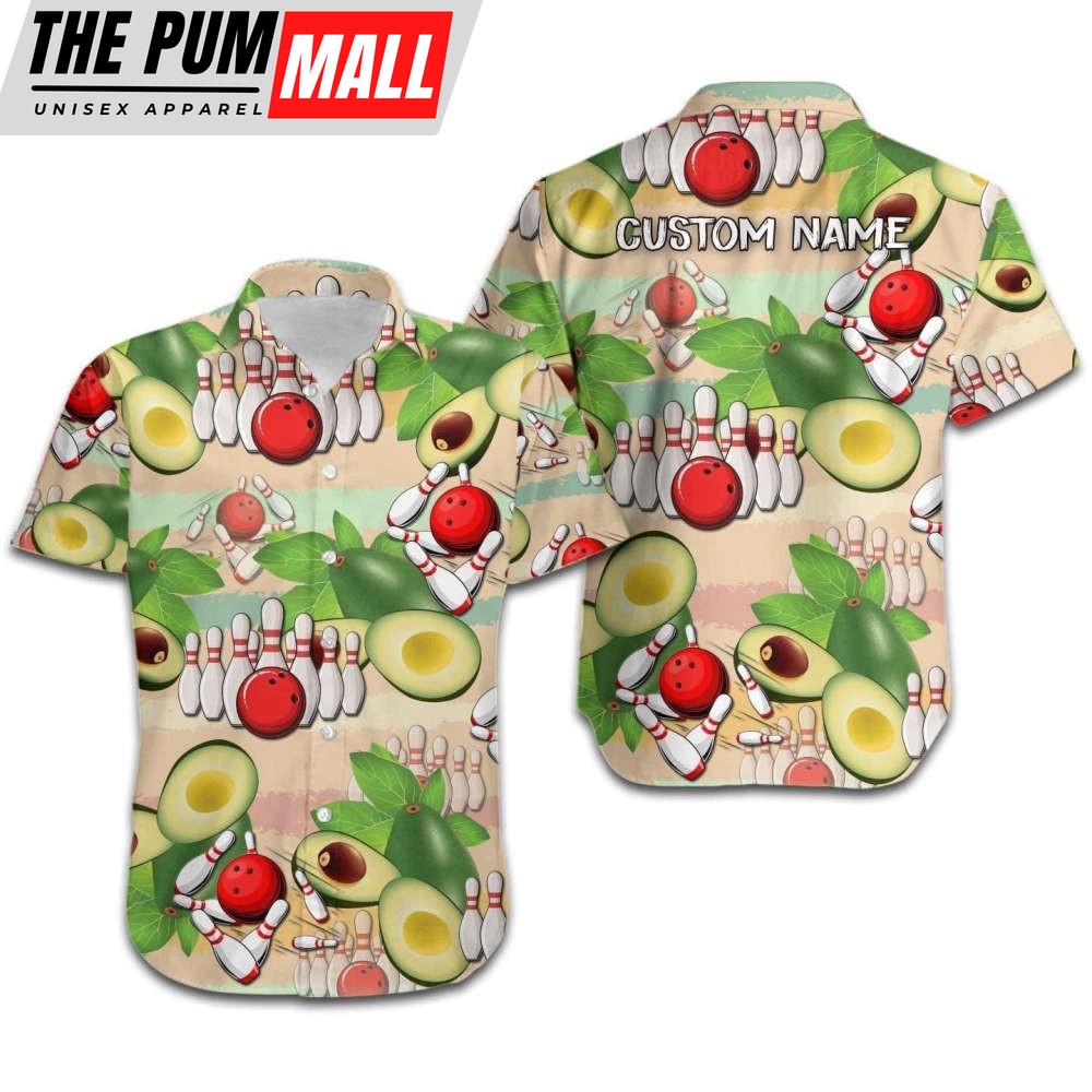 Bowling Tropical Avocado Custom Name Hawaiian Shirt Unisex Men HN3573