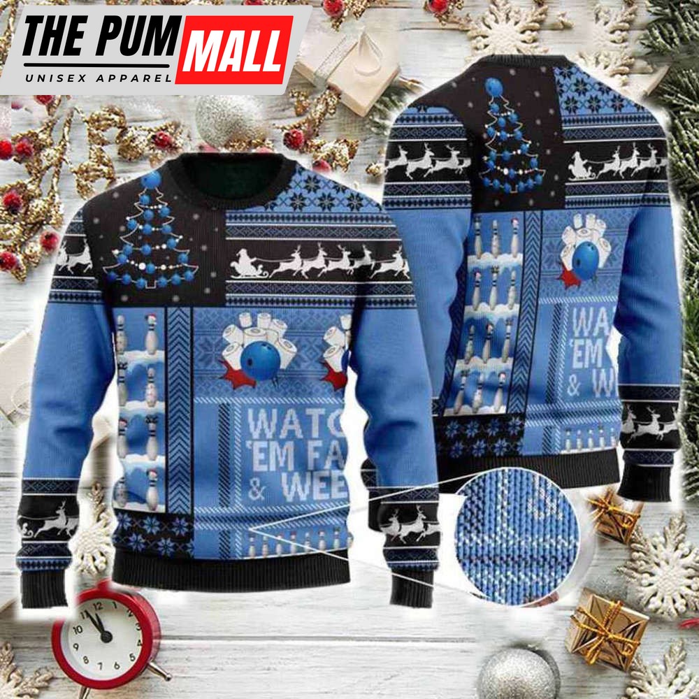 Bowling Watch ’em Fall & Weep Ugly Christmas Sweater, Gift For Christmas
