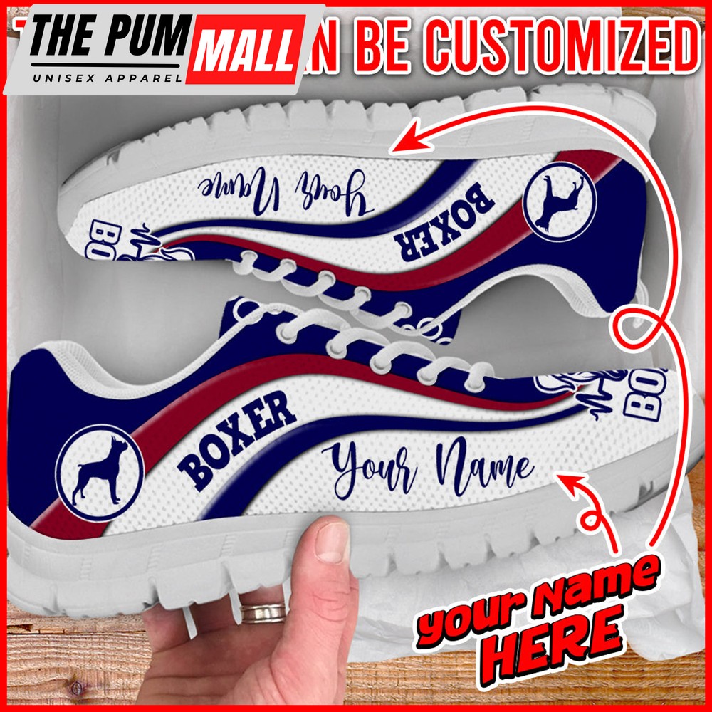 Boxer Dog Lover Shoes Symbol Stripes Pattern Sneaker Walking Shoes – Personalized Custom – Best Shoes For Dog Mom