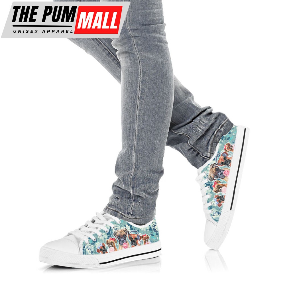 boxer-dog-turquoise-pattern-low-top-shoes-canvas-sneakers-7dkske8w Boxer Dog Turquoise Pattern Low Top Shoes Canvas Sneakers