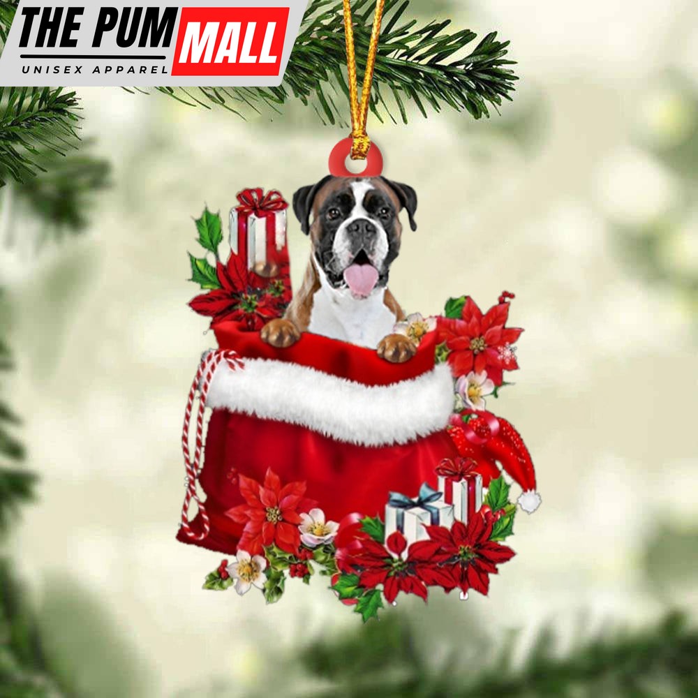 Boxer In Gift Bag Christmas Ornament – Car Ornaments – Gift For Dog Lovers Limited Edition