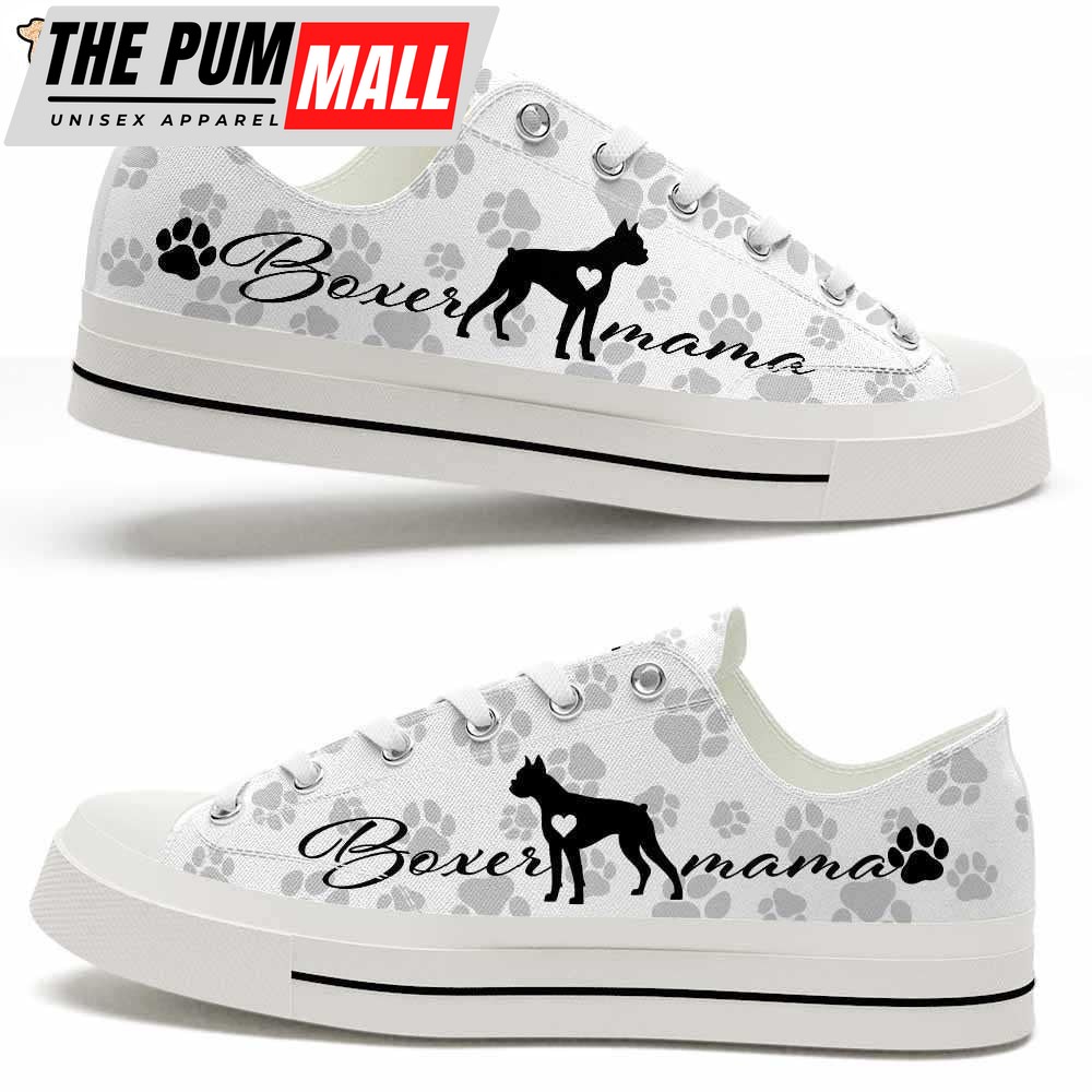 Boxer Paws Pattern Low Top Shoes – Happy International Dog Day Canvas Sneaker – Owners Gift Dog Breeders
