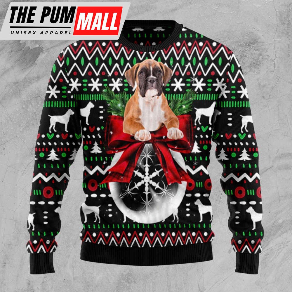 Boxer Xmas Ball Ugly Christmas Sweater, Christmas Gift For Men And Women