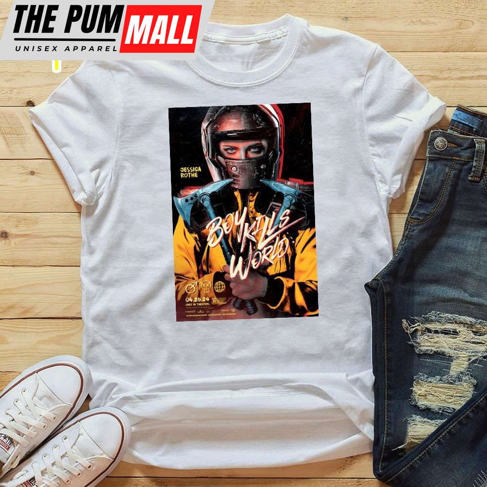 Boy Kills World Starring Bill Skarsgard And Jessica Rothe In Theaters On April 26 2025 T-Shirt