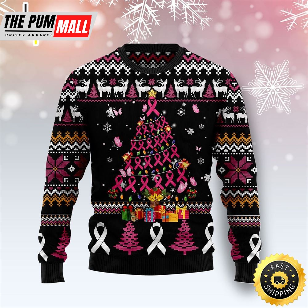 Breast Cancer Awareness Christmas Tree Ugly Christmas Sweater