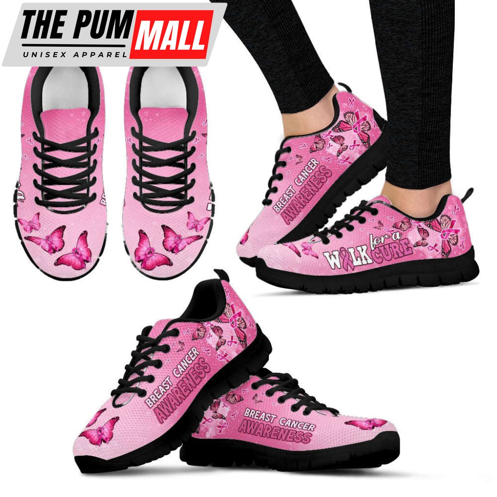 Breast Cancer Awareness Shoes Butterfly Sneaker Walking Shoes, Best Shoes For Men And Women