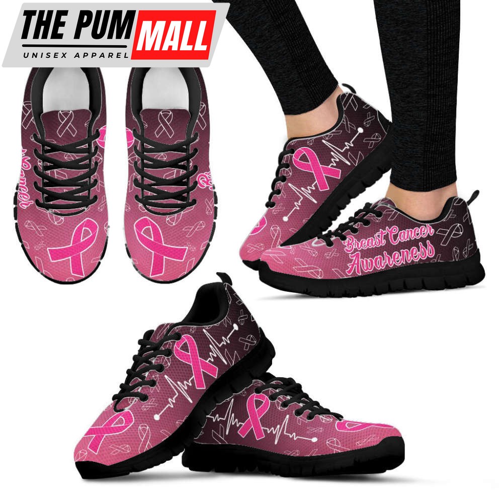 Breast Cancer Awareness Shoes Heartbeat Sneaker Walking Shoes, Best Shoes For Men And Women