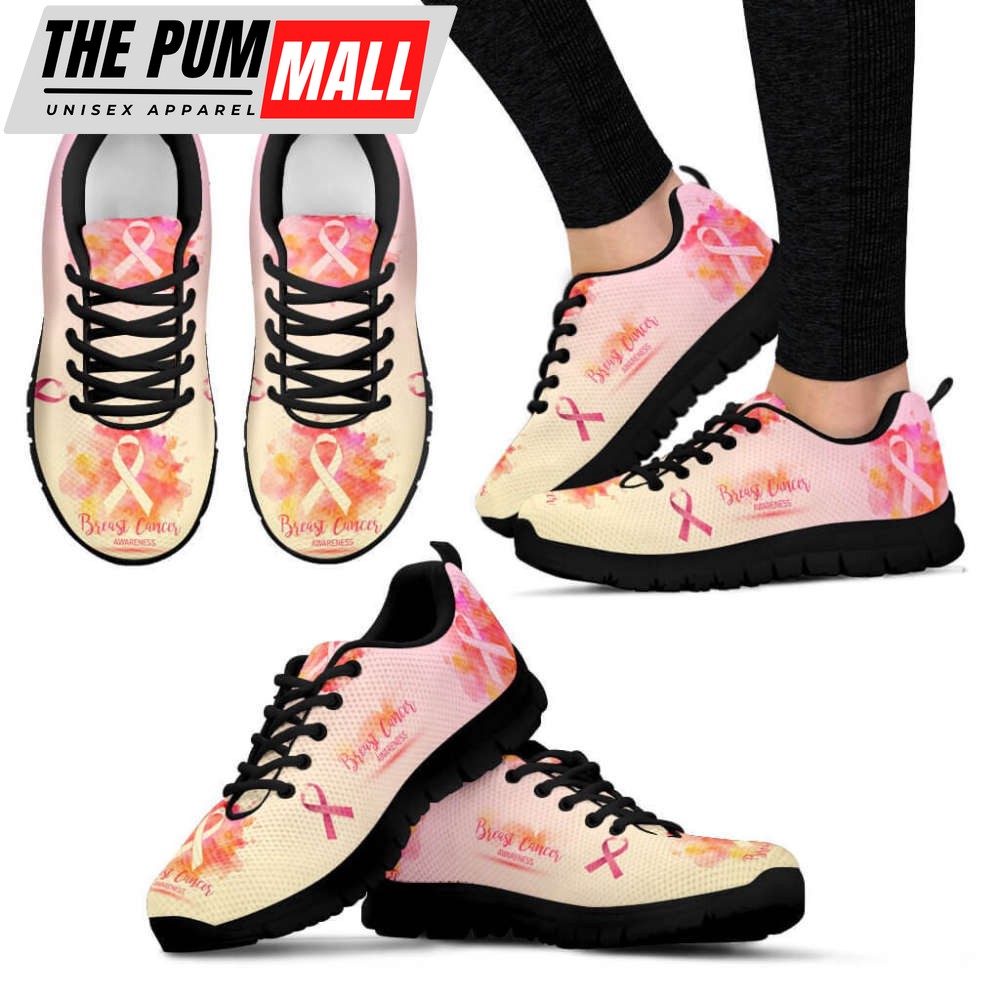 Breast Cancer Awareness Sneakers, Pink Ribbon For Breast Cancer Awareness