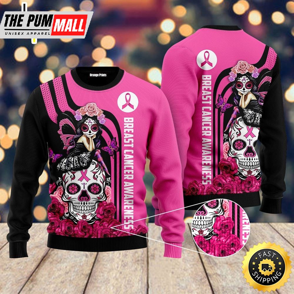 Breast Cancer Awareness Ugly Christmas Sweater For Men & Women