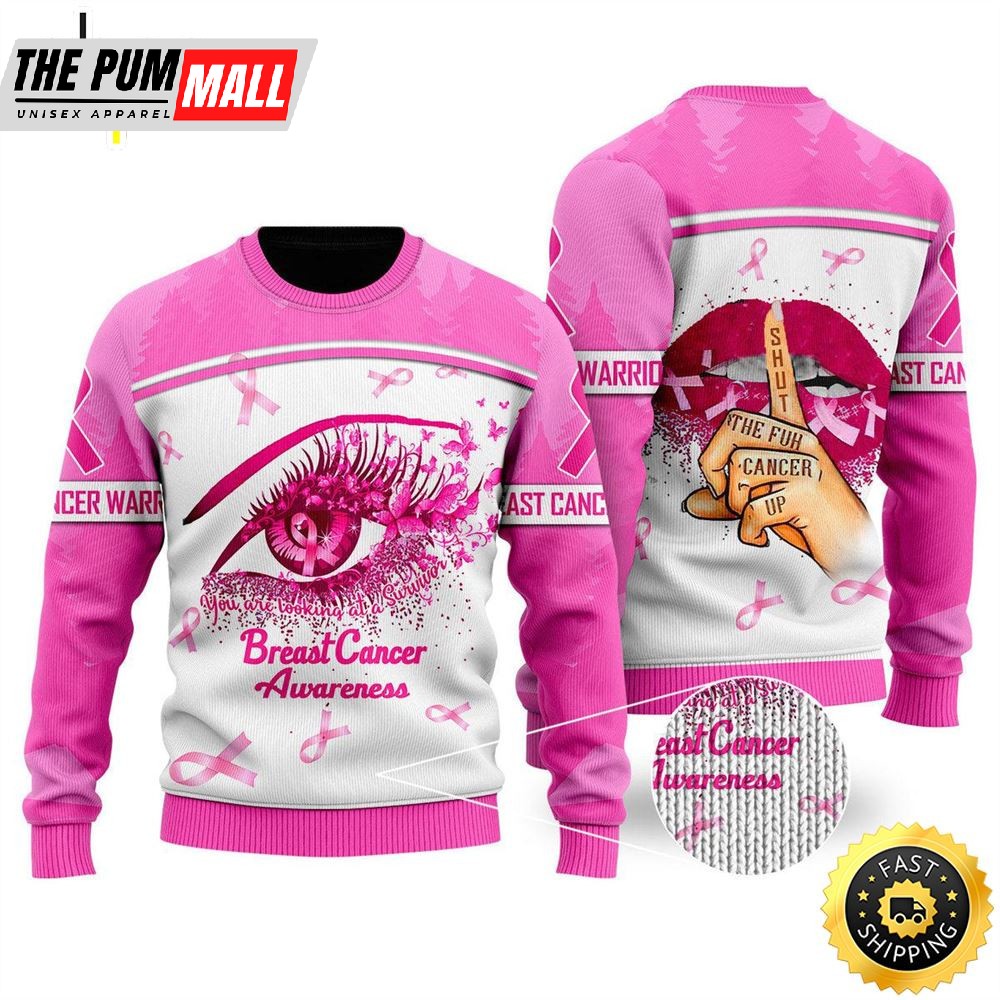 Breast Cancer Awareness Ugly Christmas Sweater For Women
