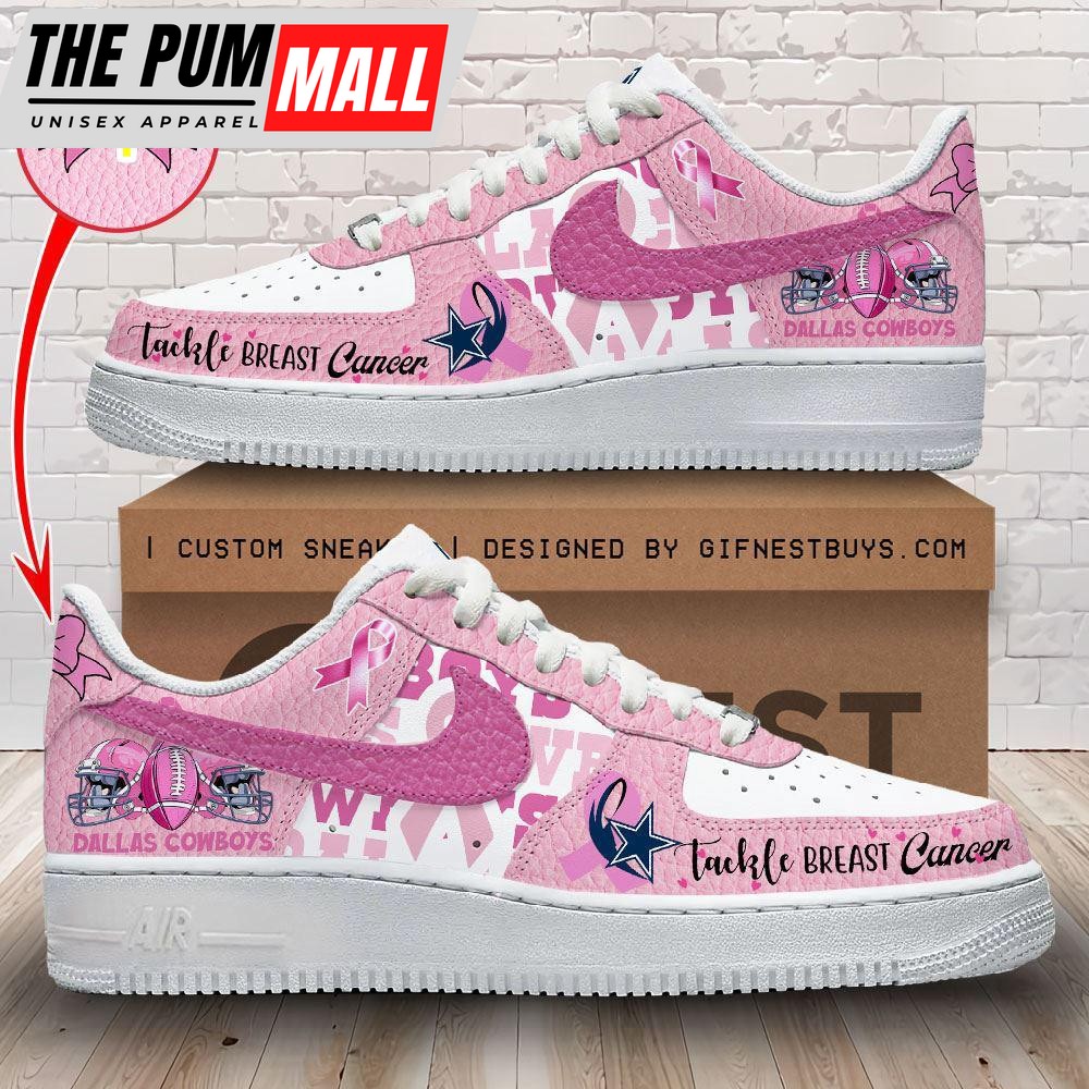 Breast Cancer Awareness X Dallas Cowboys Air Force 1 Shoes For Fans Gift For Christmas