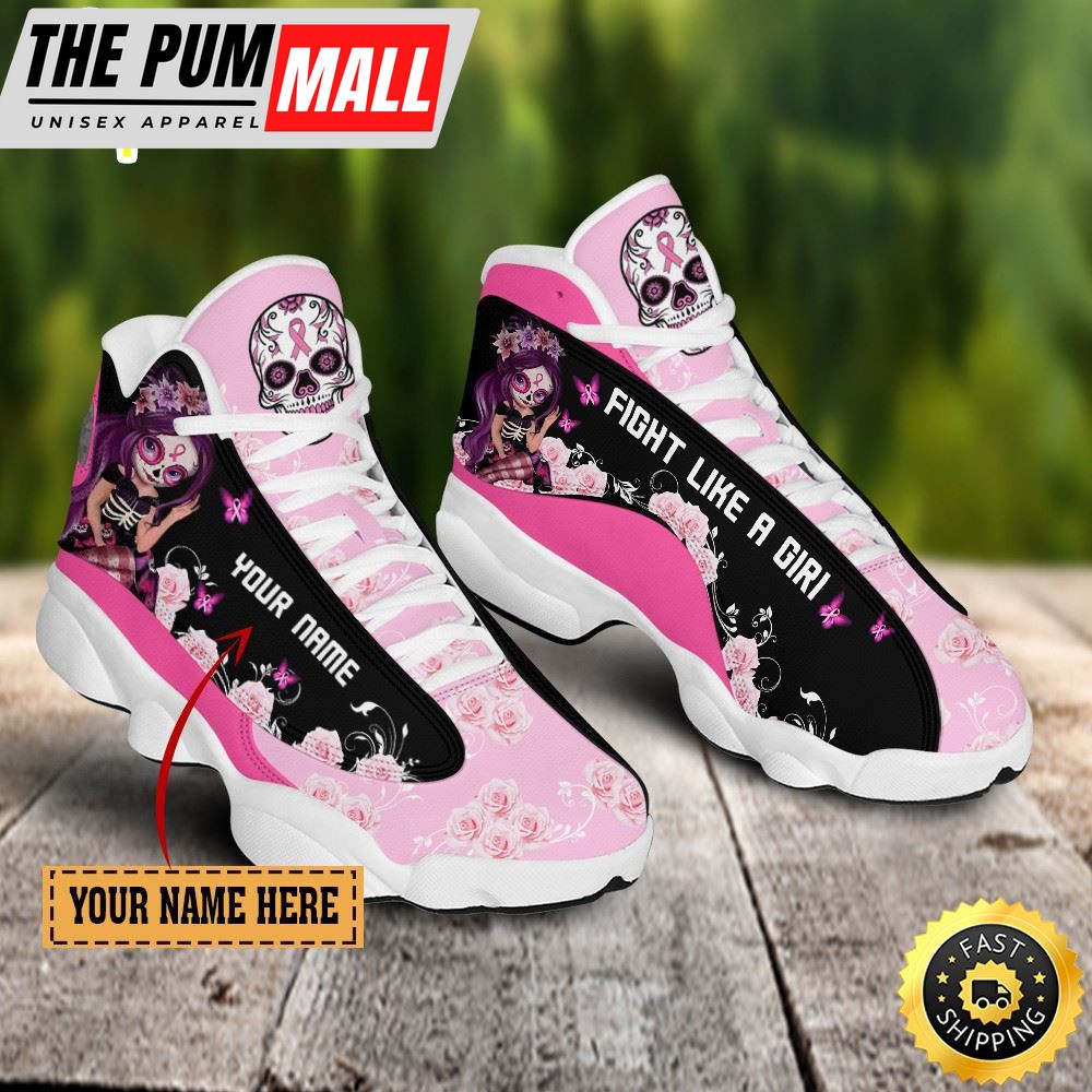 Breast Cancer Fight Like A Girl Pink Flower Custom Name Jd13 Shoes