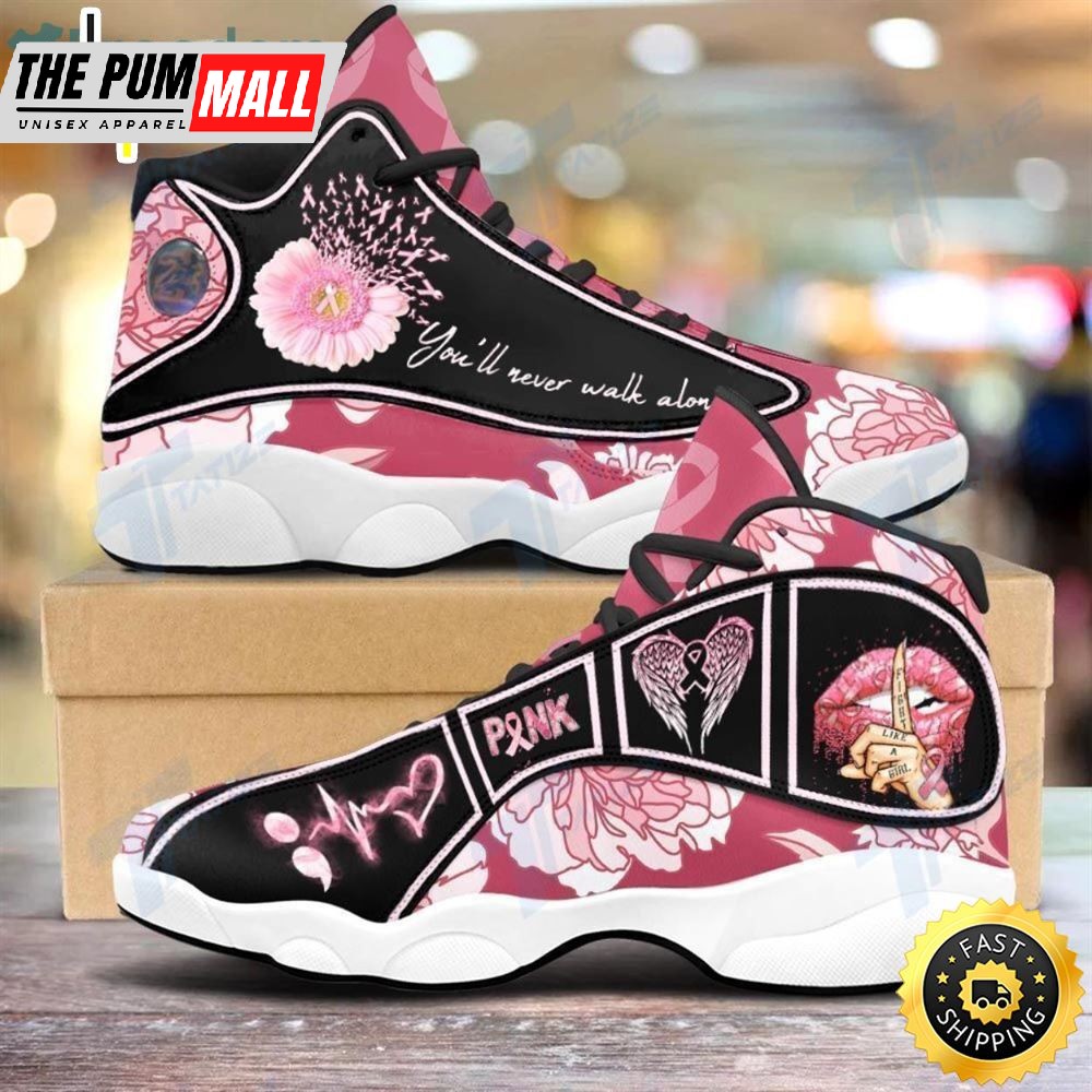 Breast Cancer Flower Youll Never Walk Alone Air Jd 13 Sneakers Shoes Sport