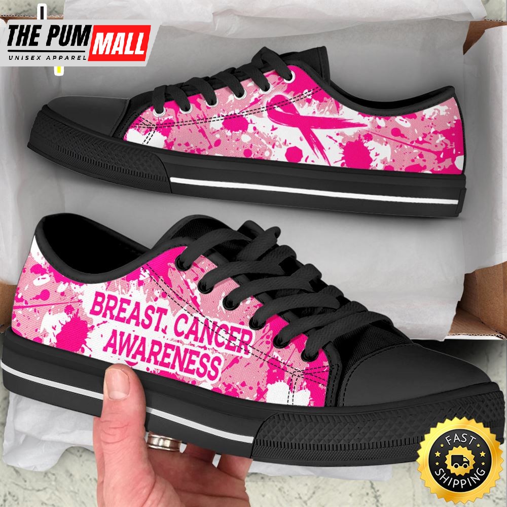 Breast Cancer Low Top Shoes A Splash Canvas Shoes