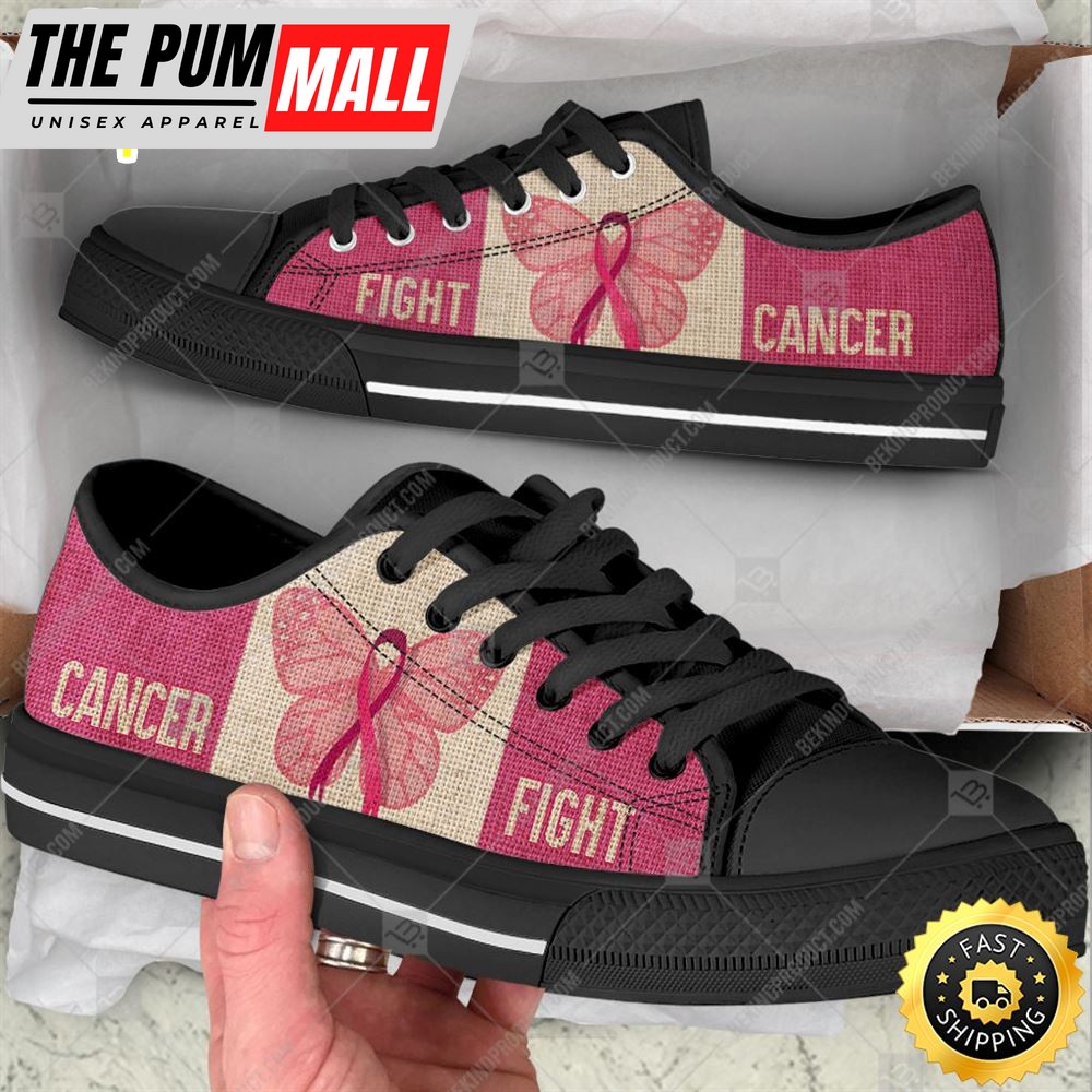 Breast Cancer Low Top Shoes Fight Texture Canvas Shoes